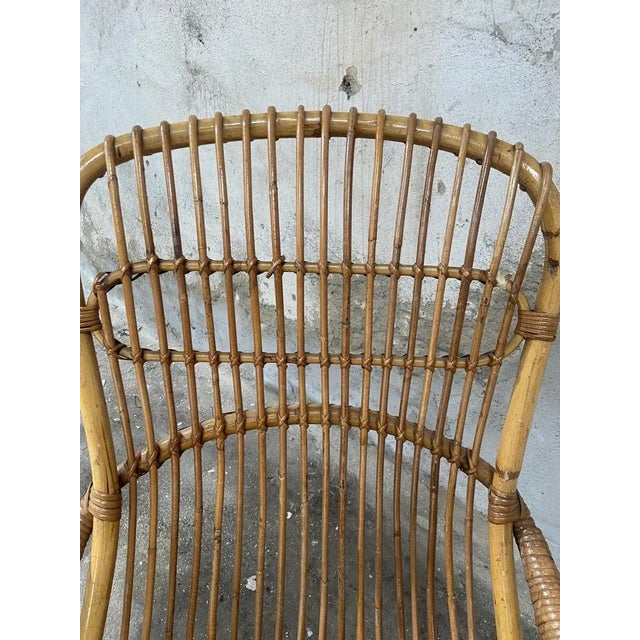 1960s Mid-Century Modern Italian Bamboo and Rattan Armchair, 1960s For Sale - Image 5 of 11
