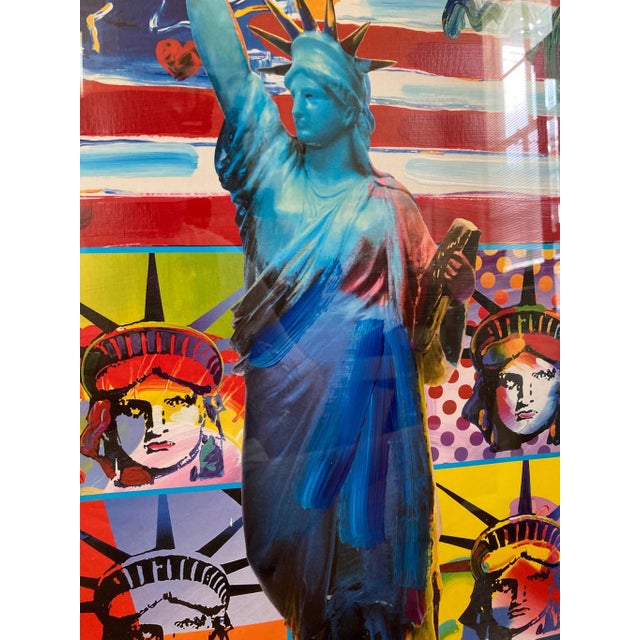 2000 - 2009 Peter Max “Patriotic Series: Full Liberty” Hand-Painted Mixed Media Print For Sale - Image 5 of 8