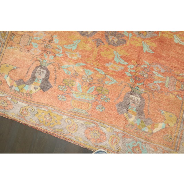 Vintage Zabihi Collection Peach Orange Turkish Anatolian Mermaid Rug - 5'8" x 7'4" For Sale In New York - Image 6 of 11
