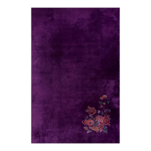 Wonderful Purple Open Field With Unique on the Corner Detail Floral Antique Chinese Art Deco Rug