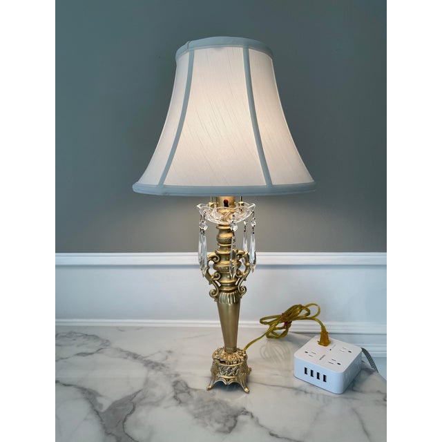 Vintage Gold Urn and Crystal Lamp For Sale - Image 10 of 10