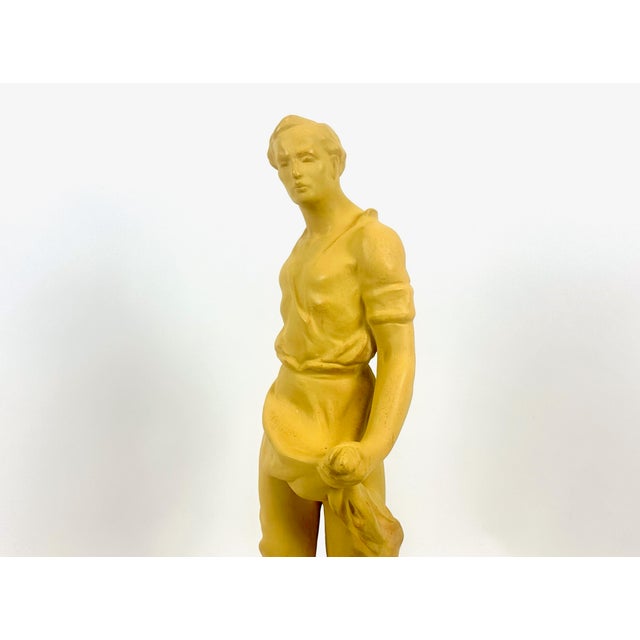 Boho Chic Socialist Realist Style Ceramic Sculpture of Sower, Former Czechoslovakia, 1940s For Sale - Image 3 of 12