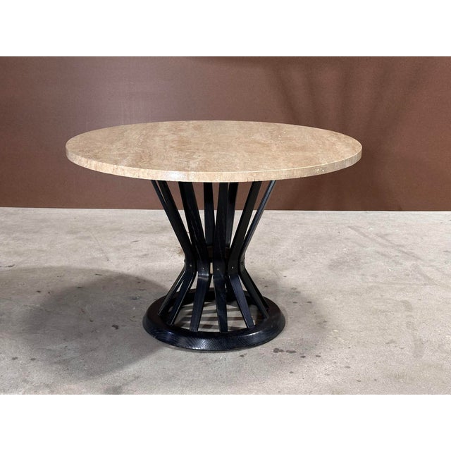 Mid-Century Modern Dunbar Sheaf of Wheat Side/End Table W/Travertine Top by Edward Wormley, 1950 For Sale - Image 3 of 4