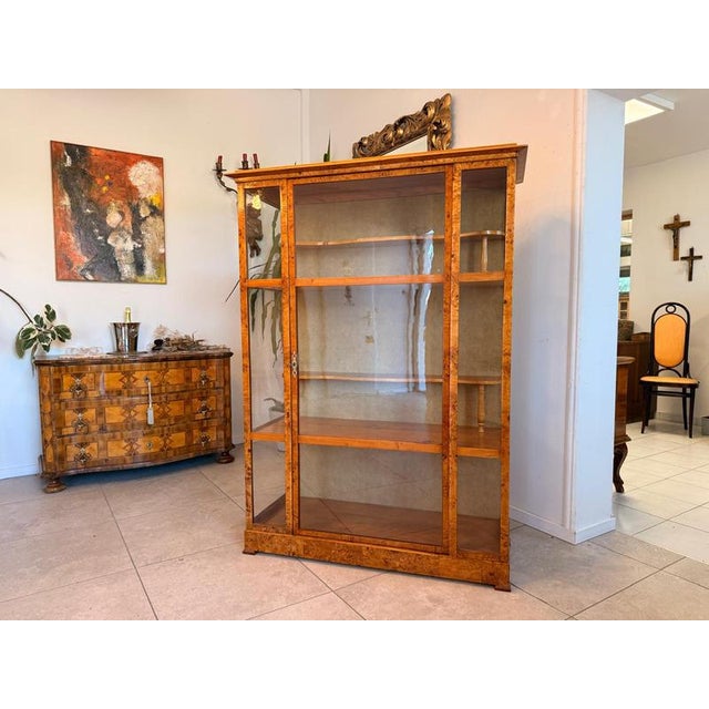 Biedermeier Glass-Fronted Poplar Display Cabinet For Sale - Image 4 of 17