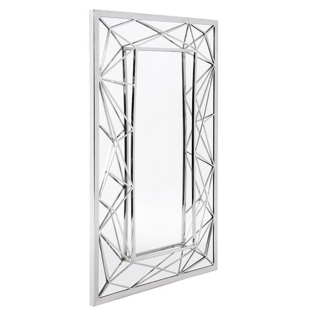 Our Mirax Mirror is an interesting piece featuring a rectangular stainless steel frame formed into intriguing designs of...