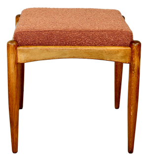 Stool with Orange Brick Boucle Seat by Edmund Homa, 1970s
