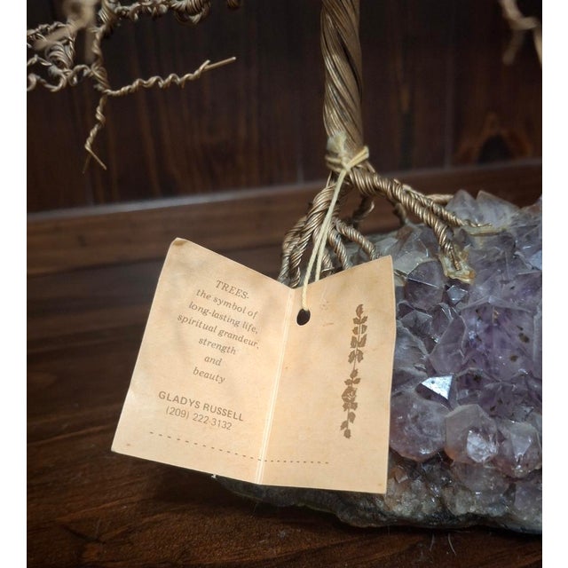 Mid 20th Century Vintage MCM Gladys Russell Wire Tree Sculpture on Amethyst Base - Signed For Sale - Image 5 of 6