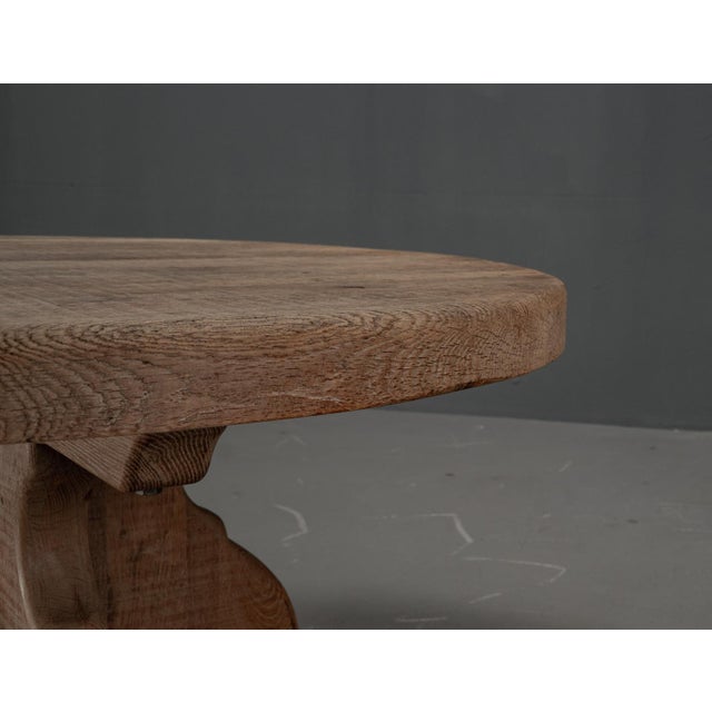 Large Oak Rural Round Coffee Table, 1962 For Sale - Image 4 of 15