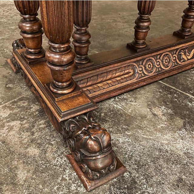 19th Century Napoleon III Walnut Partner's Desk With Faux Leather For Sale - Image 15 of 18