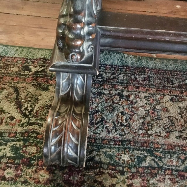 Wood 60" Burl Walnut Griffin Base Console Table/Desk/Dining Table With Butterfly Extension For Sale - Image 7 of 13