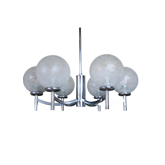 Vintage German Chrome and Glass Chandelier, 1970s For Sale - Image 13 of 13