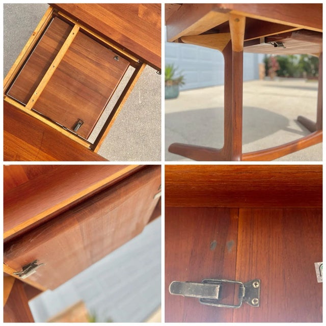 Extendable Teak Dining Table With Stow-Away Leaf by K D Furniture for Sun Wood Industries For Sale - Image 9 of 11