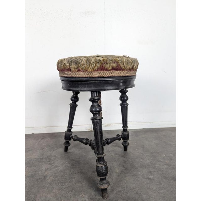 Napoleon III Piano Stool in Blackened Wood with Screws For Sale - Image 4 of 6