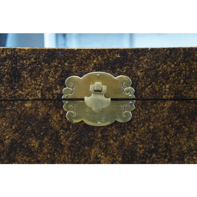 Late 20th Century Chinese Mottled Gold & Black Chinoiserie Chest or Trunk on Stand Box Side Table For Sale - Image 5 of 13