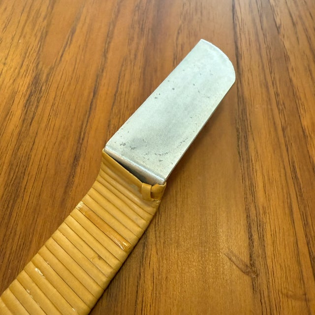 1930s Russel Wright Aluminum + Caned Handle Cheese Knife for Raymor For Sale - Image 10 of 10
