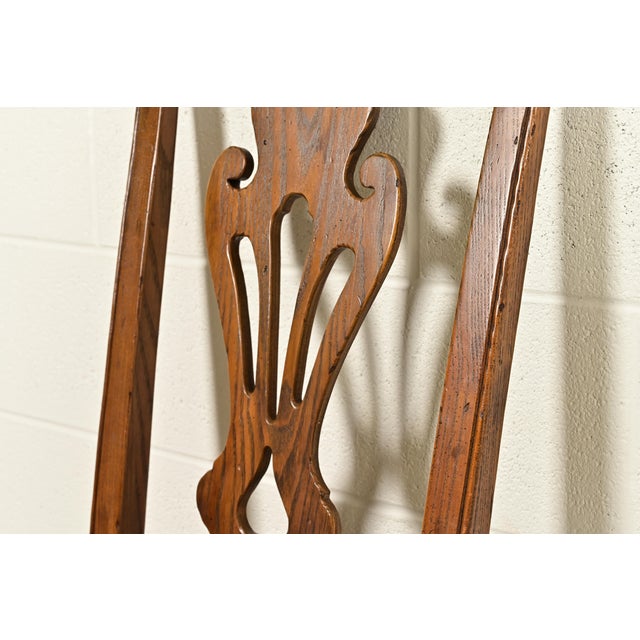 Henredon Georgian Carved Oak and Cane Side Chairs or Dining Chairs, Pair For Sale - Image 10 of 17