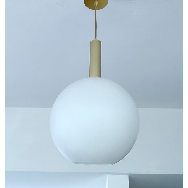 Mid-Century Modern Vintage Cocoon Pendant Light in Glass, 1950s For Sale - Image 3 of 11