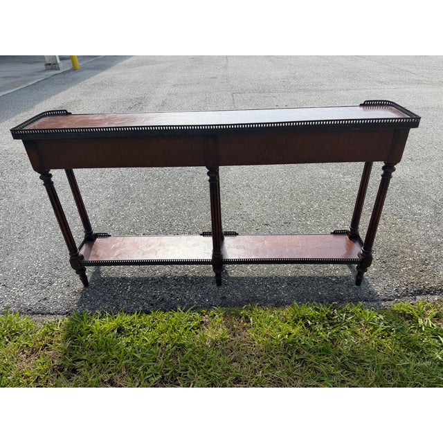 1990s Theodore Alexander the Louis XVI Leather Console Table For Sale - Image 12 of 13