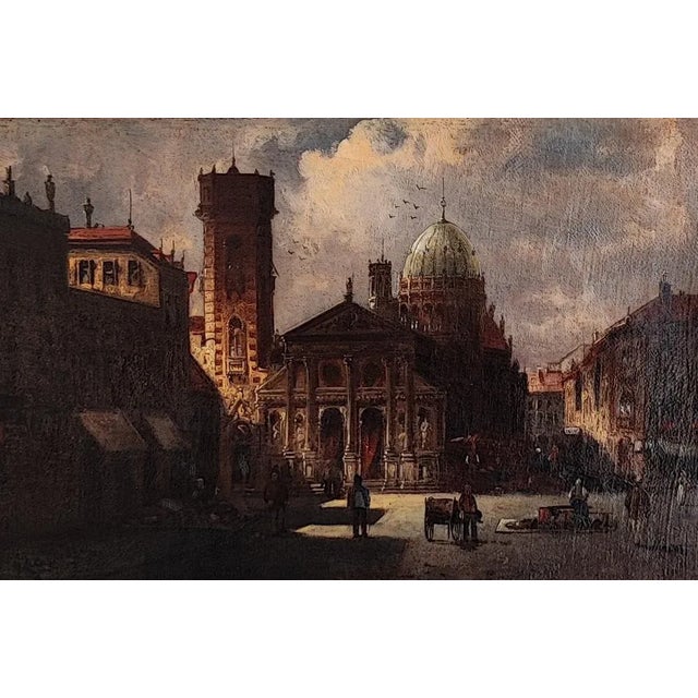 August von Siegen, Barcelona, Oil on Canvas, Framed, in Flawless conditions. Designed 1890 to 1919 This piece has an...