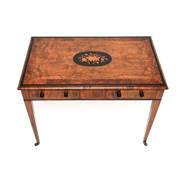 Antique Victorian Walnut Writing Table, 1850s For Sale - Image 3 of 11