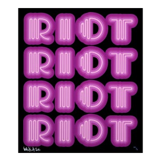Ben Eine, Riot (Violet), Rare Large Hand Signed Screen Print, 2015 For Sale