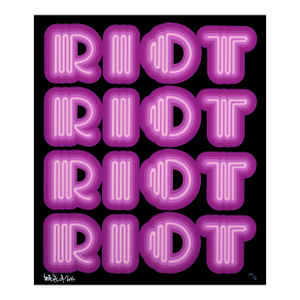 Ben Eine, Riot (Violet), Rare Large Hand Signed Screen Print, 2015