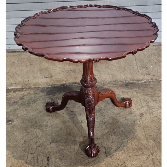 American Kindel Winterthur Collection Philadelphia Carved Mahogany Tilt Top Pie Table For Sale - Image 3 of 13