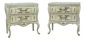 Venetian Paint Decorated Nightstands - a Pair