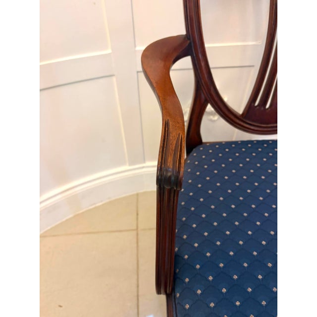 Antique Mahogany Shield Back Dining Chairs and Carvers, 1920, Set of 12 For Sale - Image 12 of 18