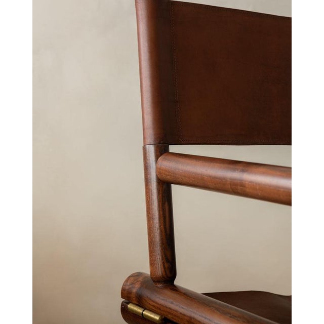 Italian Modern Directors Chair in Wood & Leather, 1980s For Sale - Image 10 of 18