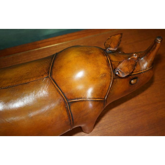 Omersa Brown Leather Rhinoceros Ottoman in the style of Liberty London For Sale - Image 9 of 13