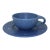 Emilia Castillo Ceramic Pottery Celestial Cup & Saucer With Silver Overlay For Sale