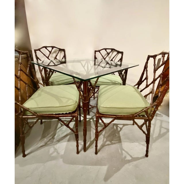 Faux Bamboo Table and Four Chairs For Sale - Image 11 of 11