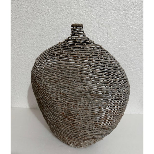 Great studio piece. It does not appear to be signed. Welded bronze an openwork vessel or vase Verdigris patina, might be...