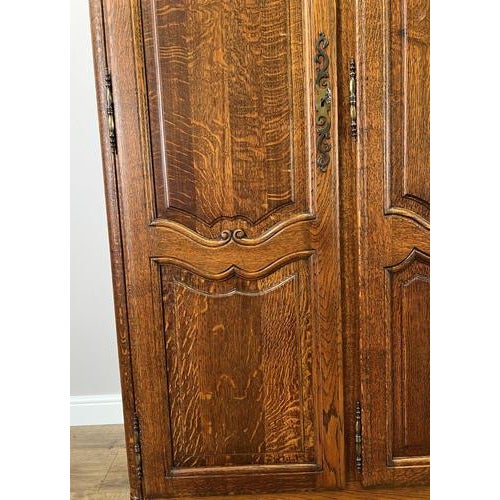 Brown Vintage French Louis XVI Style Wardrobe in Oak For Sale - Image 8 of 15