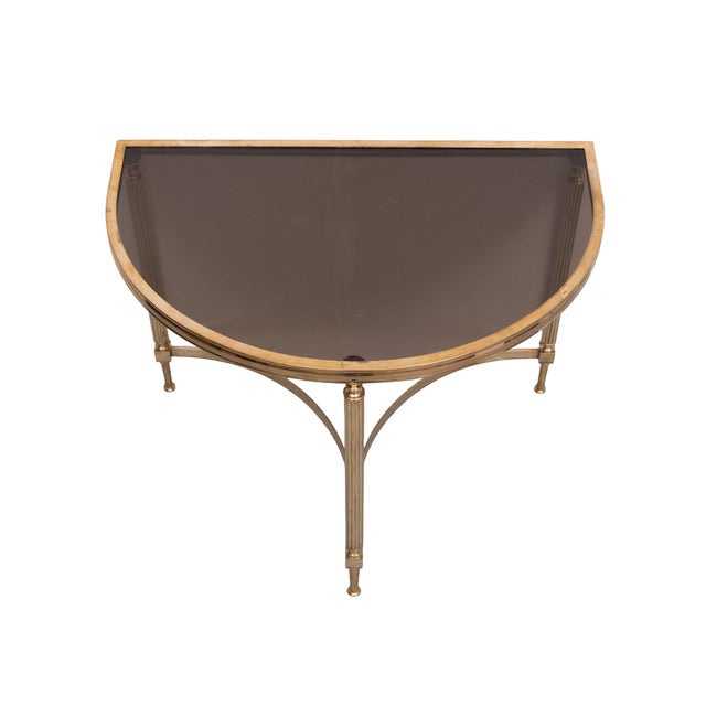 Brass Demi-Lune Tables from Maison Jansen, France, 1970s, Set of 2 For Sale - Image 9 of 13