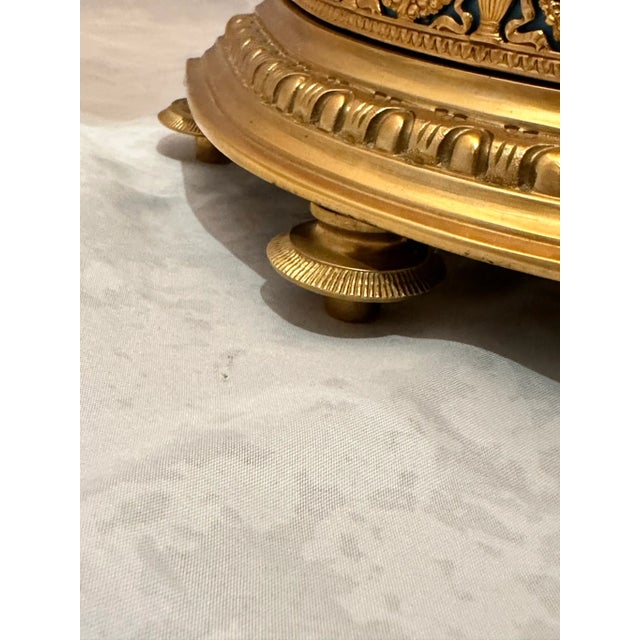 Late 19th Century French Crystal Regulator Clock. Brass and Cloisonne For Sale - Image 9 of 12