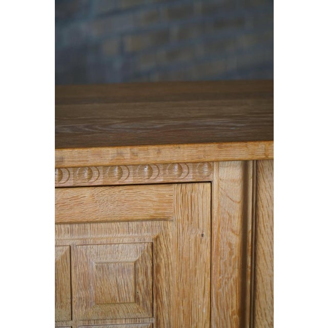 Danish Oak Sideboard with Leaded Glass Doors by Henning Kjærnulf, Denmark, 1960s For Sale - Image 14 of 18
