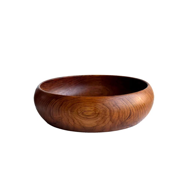 Mid 20th Century Hand-Turned Teak Wood Bowls, 5 Pieces For Sale - Image 11 of 16