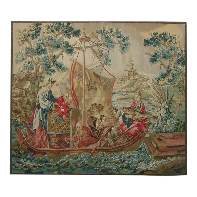 Vintage Woven Ship Tapestry For Sale