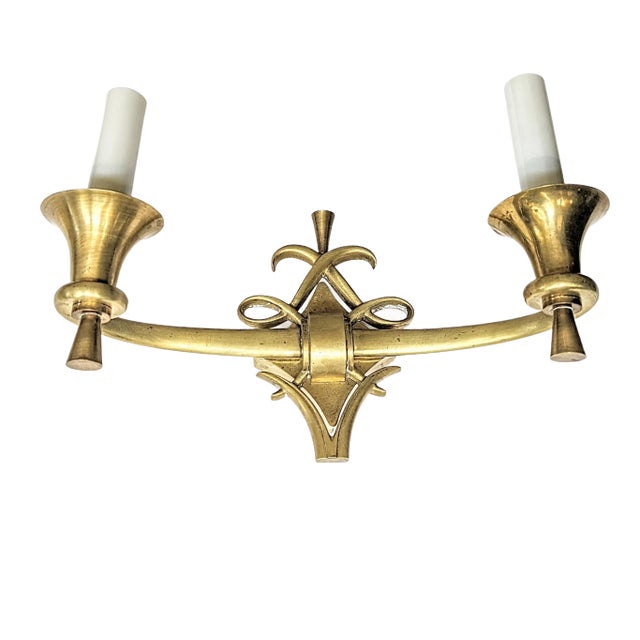 French Art Deco Wall Sconces by Jules Leleu 1940's For Sale