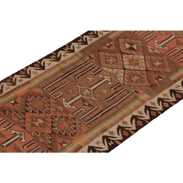 Rug & Kilim Vintage Tribal Kilim Runner in Beige-Brown, Green and Red Geometric Patterns For Sale - Image 4 of 7