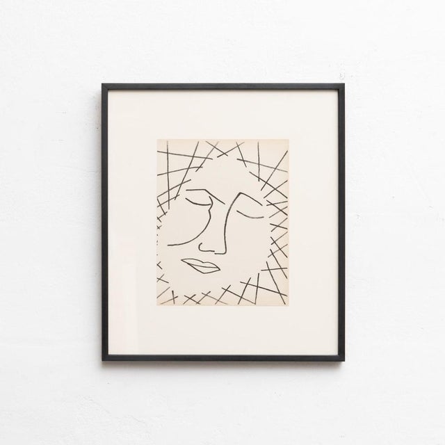 Cream François Gilot, Untitled Face, 1951, Lithograph For Sale - Image 8 of 16