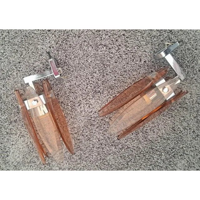 Amber Italian Wall Sconces in the Manner of Max Ingrand - A Pair For Sale - Image 8 of 10