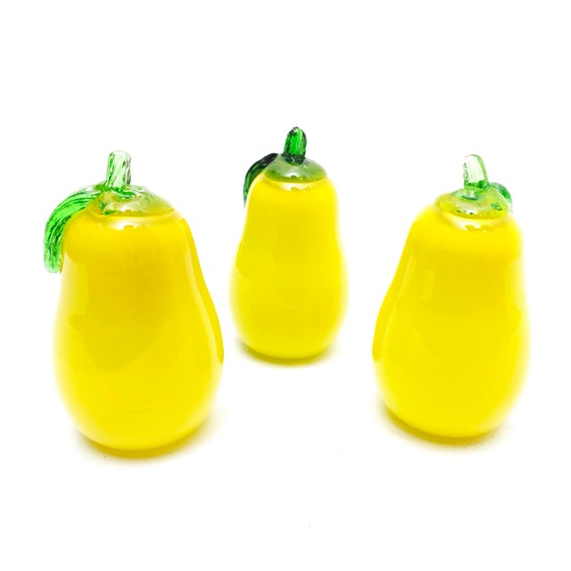 Murano 1950's Mid-Century Murano Hand Blown Italian Glass Lemons - 3 Pieces For Sale - Image 4 of 4