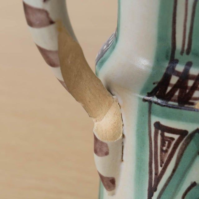 1960s Spanish Ceramic Painted Pitcher by Domingo Punter, Signed For Sale - Image 11 of 12