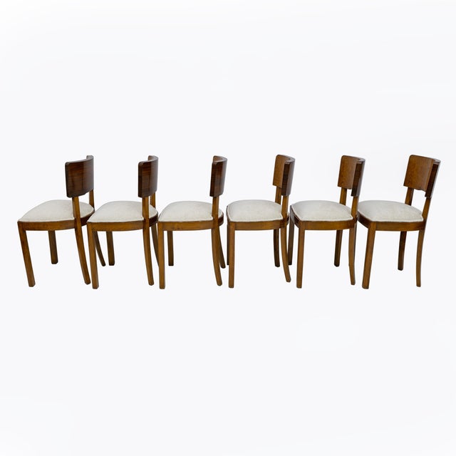 Wood Italian Art Deco Walnut Dining Chairs, 1930s, Set of 6 For Sale - Image 7 of 12