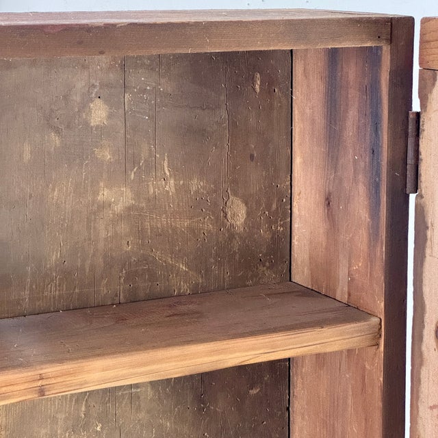 Gorgeous Antique Primitive Glass Front Wooden Painted Cabinet Cupboard For Sale - Image 13 of 16
