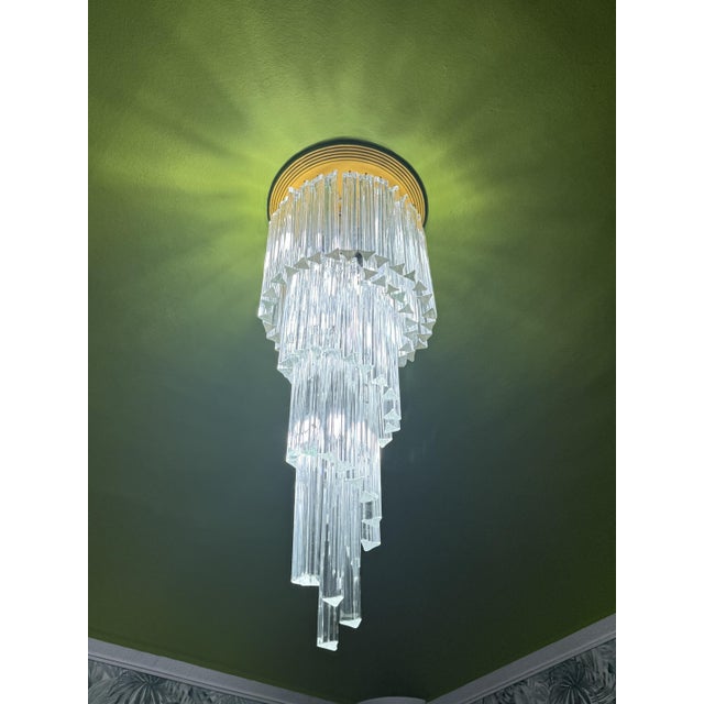 Murano Glass Triedri Waterfall Chandelier from Venini, 1970s For Sale - Image 8 of 8