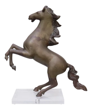 Rearing Horse Sculpture in Bronze on Lucite